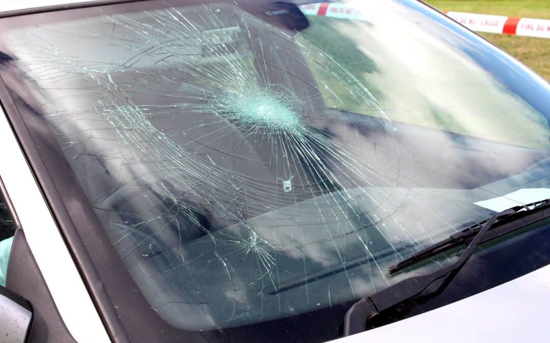 Shattered Car Windshield with Impact Damage | Lone Worker Alarms New ...